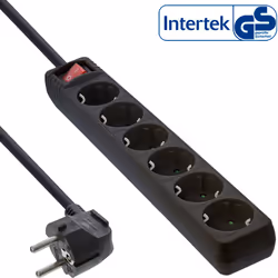 InLine 16463T, 3 m, Courbe, 1,5 mm², Noir, Plastique, 6 sortie(s) CA