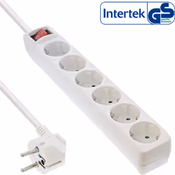 InLine 16463V, 3 m, Courbe, 1,5 mm², Blanc, Plastique, 6 sortie(s) CA