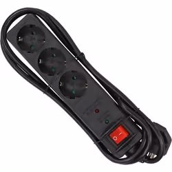 InLine 16431P, 1,5 m, Intérieure, Type F, Type F (CEE 7/4), Noir, 3 sortie(s) CA