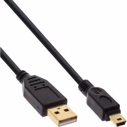 InLine 31810P, 1 m, USB A, Mini-USB B, USB 2.0, Mâle/Mâle, Noir