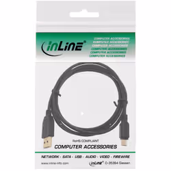 InLine 31830P câble USB 3 m USB 2.0 USB A Mini-USB B Noir