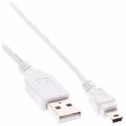 InLine 31805W, 0,5 m, USB A, Mini-USB B, USB 2.0, Mâle/Mâle, Blanc
