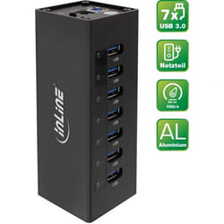 InLine 4043718214402 hub & concentrateur USB 3.2 Gen 1 (3.1 Gen 1) Type-A 5000 Mbit/s Noir