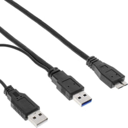 InLine 35415Y câble USB 1,5 m USB 3.2 Gen 1 (3.1 Gen 1) Micro-USB B 2 x USB A Noir