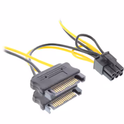 InLine 26628B, 0,15 m, PCI-E (6-pin), 2 x SATA 15 broches, Mâle, Femelle, Droit