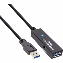 InLine 4043718235728, 15 m, USB A, USB A, USB 3.2 Gen 1 (3.1 Gen 1), 5000 Mbit/s, Noir