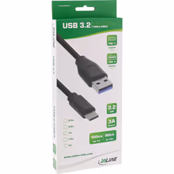 InLine 35714 câble USB 1,5 m USB 3.2 Gen 2 (3.1 Gen 2) USB C USB A Noir
