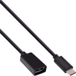 InLine 35800, 0,15 m, USB A, USB C, USB 3.2 Gen 2 (3.1 Gen 2), Mâle/Femelle, Noir