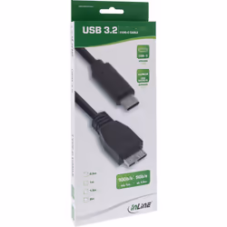 InLine 35726 câble USB 0,5 m USB 3.2 Gen 2 (3.1 Gen 2) USB C Micro-USB B Noir
