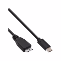 InLine 35721, 1 m, USB C, Micro-USB B, USB 3.2 Gen 2 (3.1 Gen 2), Mâle/Mâle, Noir