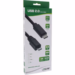 InLine 35746 câble USB 0,5 m USB 2.0 USB C Micro-USB B Noir