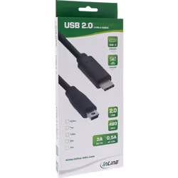 InLine 35756 câble USB 0,5 m USB 2.0 USB C Mini-USB B Noir