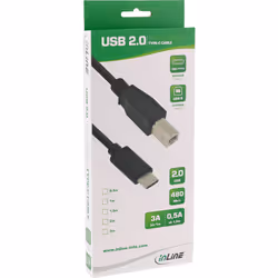 InLine 35766 câble USB 0,5 m USB 2.0 USB C USB B Noir