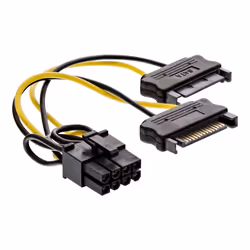 InLine 26628D, 0,15 m, 2 x SATA 15 broches, PCI-E (8-pin), Mâle, Femelle, Droit