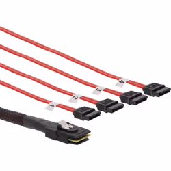 InLine 27610C, 0,5 m, Mini SAS SFF-8087 male, 4x SATA, Mâle/Mâle, Rouge
