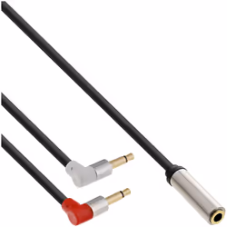 InLine 99251, 2 x 3.5mm, Mâle, 3,5mm, Femelle, 0,15 m, Noir