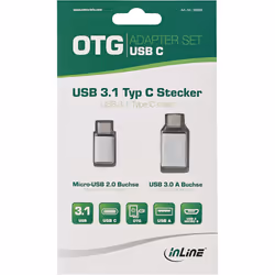 InLine 35809 changeur de genre de câble USB 3.1 C Micro-USB + USB3.0 A Aluminium