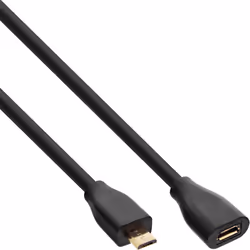InLine 32715P, 1,5 m, Micro-USB B, Micro-USB B, USB 2.0, Mâle/Femelle, Noir
