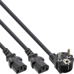 InLine 16657C câble électrique Noir 1 m Prise d'alimentation type F Coupleur 2 x C13