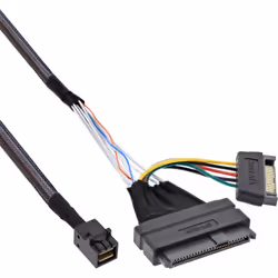 InLine 29620A, 0,5 m, Internal, U.2 (SFF-8639), SFF-8643 + SATA 15pin, Mâle/Mâle, Noir, 1 pièce(s)
