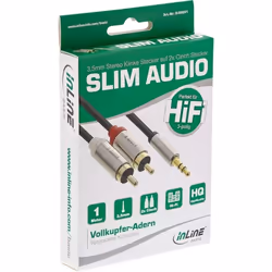 InLine S-99241, 3,5mm, Mâle, 2 x RCA, Mâle, 1 m, Noir, Argent