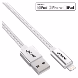 InLine 31422A, 2 m, Lightning, USB A, Argent, Droit, Droit