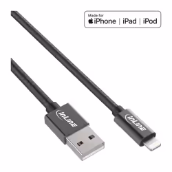 InLine 31422B, 2 m, Lightning, USB A, Mâle, Mâle, Noir