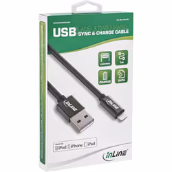 InLine 31422B câble Lightning 2 m Noir