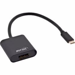 InLine 64102B, 0,2 m, USB Type-C, DisplayPort, Mâle, Femelle, Or