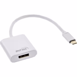 InLine 64102S, 0,2 m, USB Type-C, DisplayPort, Mâle, Femelle, Or