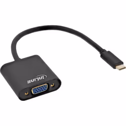 InLine 64104B, 0,2 m, USB Type-C, VGA (D-Sub), Mâle, Femelle, Or