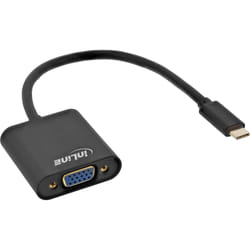 InLine 64104B câble vidéo et adaptateur 0,2 m USB Type-C VGA (D-Sub) Noir