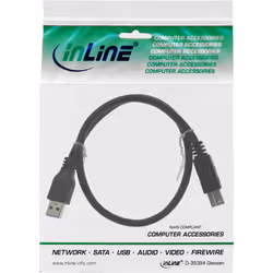 InLine 35303 câble USB 0,3 m USB 3.2 Gen 1 (3.1 Gen 1) USB A USB B Noir