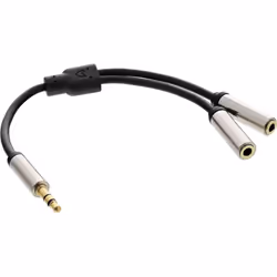 InLine S-99250, 3,5mm, Mâle, 2 x 3.5mm, Femelle, 0,15 m, Noir, Argent