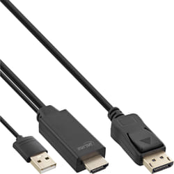 InLine 17161P câble DisplayPort 1 m HDMI + USB Noir