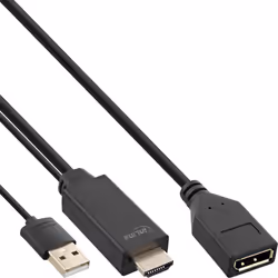 InLine 17168P, 0,3 m, HDMI Type A (Standard), DisplayPort, Mâle, Femelle, Droit