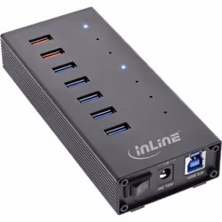 InLine 35395I, USB 3.2 Gen 1 (3.1 Gen 1) Type-B, USB 3.2 Gen 1 (3.1 Gen 1) Type-A, 5000 Mbit/s, Noir, Aluminium, CC