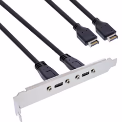 InLine 33446K, USB Type-A, USB Type-C, Mâle, Noir, Chrome, 0,5 m, Mâle