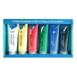 Stylex 28653 peinture acrylique 75 ml Noir, Bleu, Vert, Rouge, Blanc, Jaune Tube