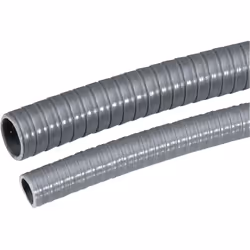 description Gaine de protection de câble gris argenté, à forme stable, en PVC souple avec spirale en PVC solide. La spirale e ...
