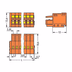 Wago 734-202 bornier 2P Orange