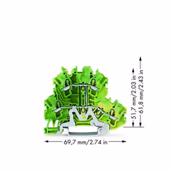 Wago 2002-2207 bornier Vert