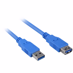 Sharkoon USB 3.0 M&gt;F, 1 m, Mâle/Femelle, 5000 Mbit/s, Bleu