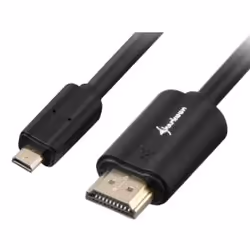 Sharkoon 1m, HDMI/Micro HDMI, 1 m, HDMI Type A (Standard), HDMI Type D (Micro), 4096 x 2160 pixels, Compatibilité 3D, Noir