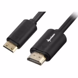 Sharkoon 2m, HDMI/Mini HDMI, 2 m, HDMI Type A (Standard), HDMI Type C (Mini), 4096 x 2160 pixels, Compatibilité 3D, Noir