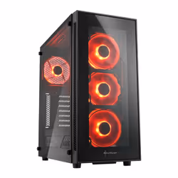 Sharkoon TG5, Midi Tower, PC, Noir, ATX, micro ATX, Mini-ITX, Verre trempé, Rouge