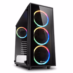 Sharkoon TG4, Midi Tower, PC, Noir, ATX, micro ATX, Mini-ITX, Verre trempé, Bleu, Vert, Rouge