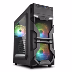 Sharkoon VG7-W RGB, Midi Tower, PC, Noir, ATX, micro ATX, Mini-ATX, Acrylique, Multicolore
