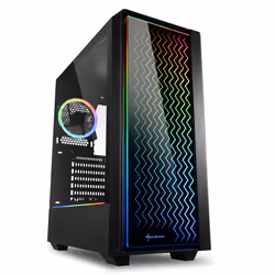 Sharkoon RGB LIT 200, Midi Tower, PC, Noir, ATX, micro ATX, Mini-ITX, Bleu, Vert, Rouge, Ventilateur, Devant