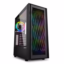 Sharkoon RGB Wave, Bureau, PC, Noir, ATX, micro ATX, Mini-ITX, Multicolore, Dos, Devant